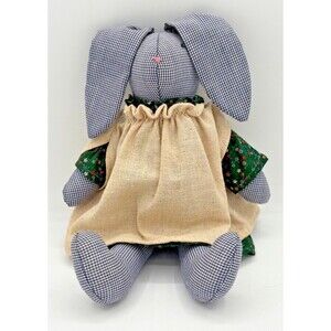 Folk Art Primitive Stuffed‎ Bunny Rabbit Lynne's Country Beginning Handmade EUC